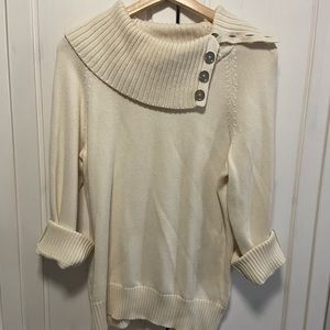 White, button up sweater